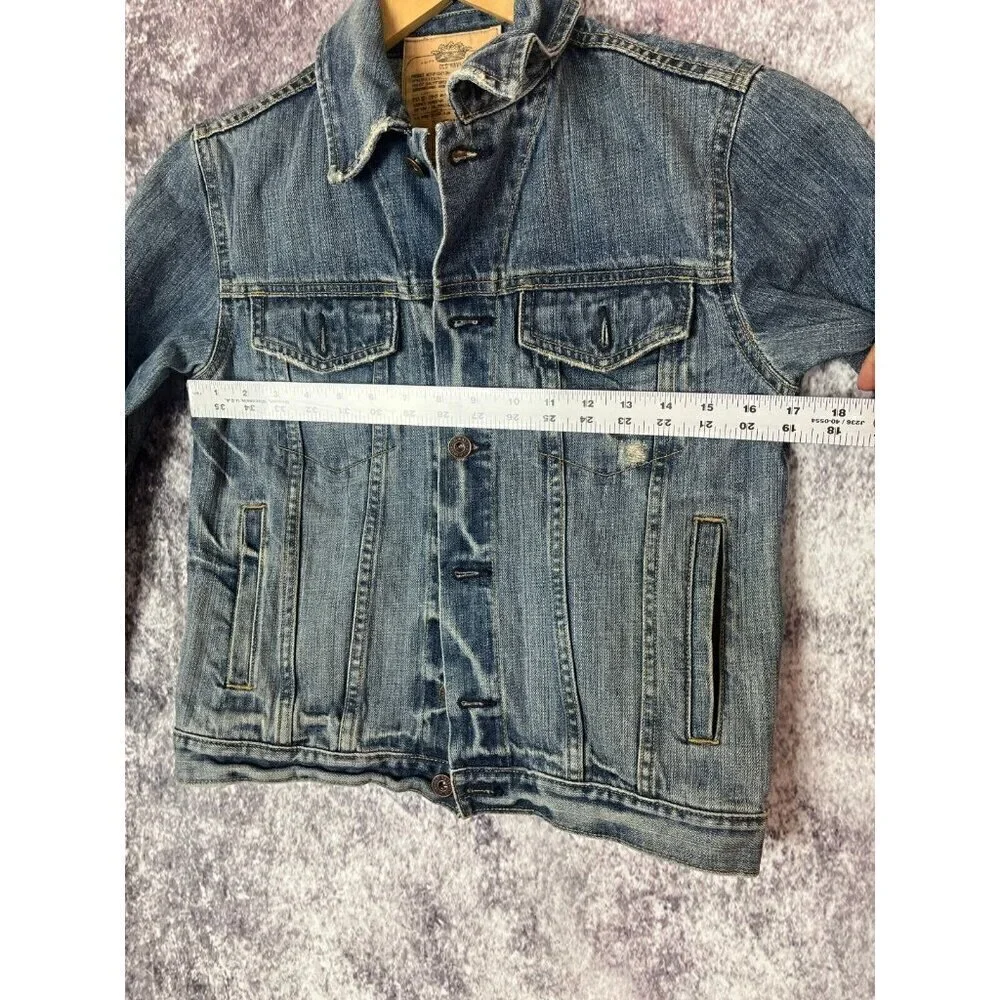 OLD NAVY Jacket Womens M Blue Denim Jean Cropped‎ Trucker Wash Y2K Retro 80s 90s